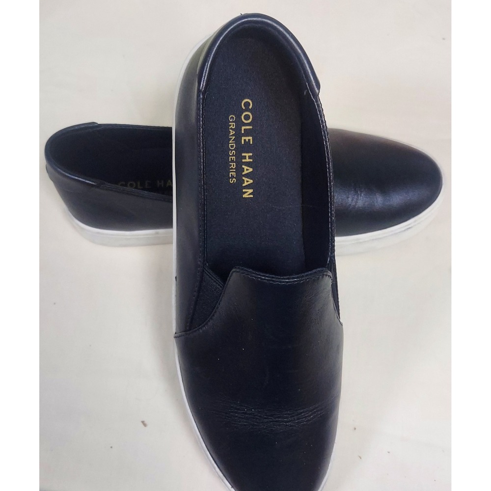 Cole Haan Grandseries Leather Slip On Sneakers Casual Shoes Black 7.5